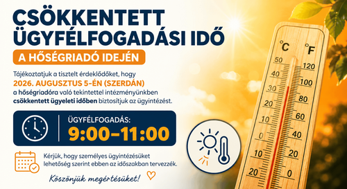 Csökkentett ügyeleti rend!